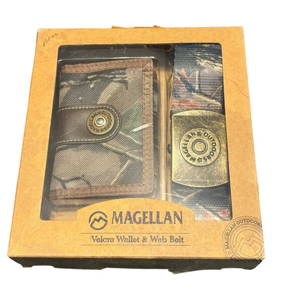 Magellan Outdoors Camo Wallet & Web Belt Set NWT Hunter Gift Boxed - Picture 1 of 3